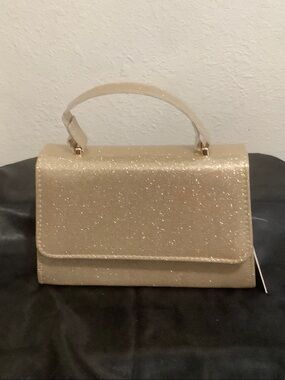Sparkle Glitter Top-Handle Bag in Champagne